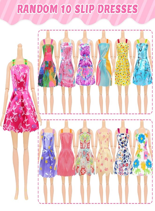 UNICORN ELEMENT 100 Pcs Doll Clothes and Accessories - 5 Wedding Gowns 10 Slip Dresses 2 Fashion Dresses 2 Tops 2 Pants 2 Bikini Swimsuits 10 Shoes and Accessories for 11.5 inch Dolls,Doll Dress up Toys for Girl Gift - Image 5